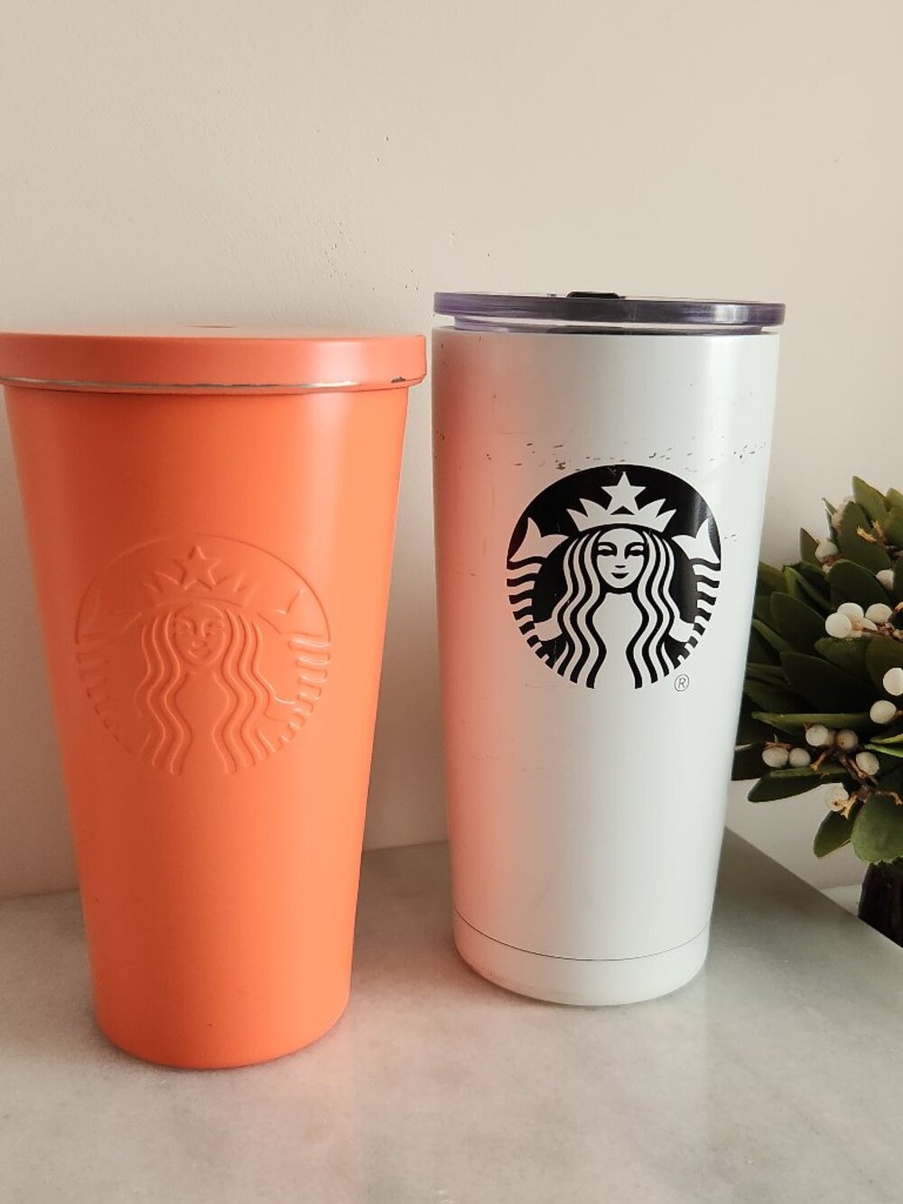 Starbucks Set of 2 Reusable Stainless Steel Cold Drink Tumblers